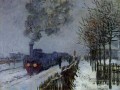 Zug im Schnee der Lokomotive Claude Monet